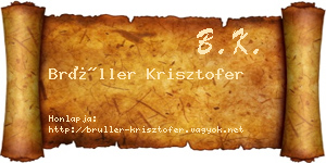 Brüller Krisztofer névjegykártya
